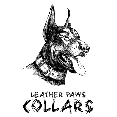 Dogyard Leather Collar & Leash, Paws Circle